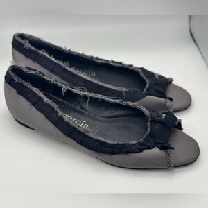Pedro Garcia Charcoal and Black Frayed Flats